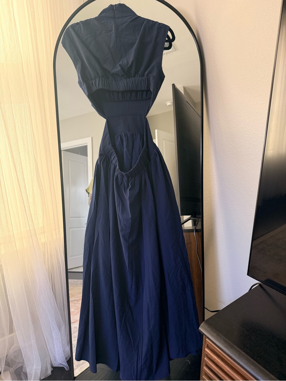 Commense Sleeveless High-Neck Navy Cutout Maxi Dress - Picture 4 of 11